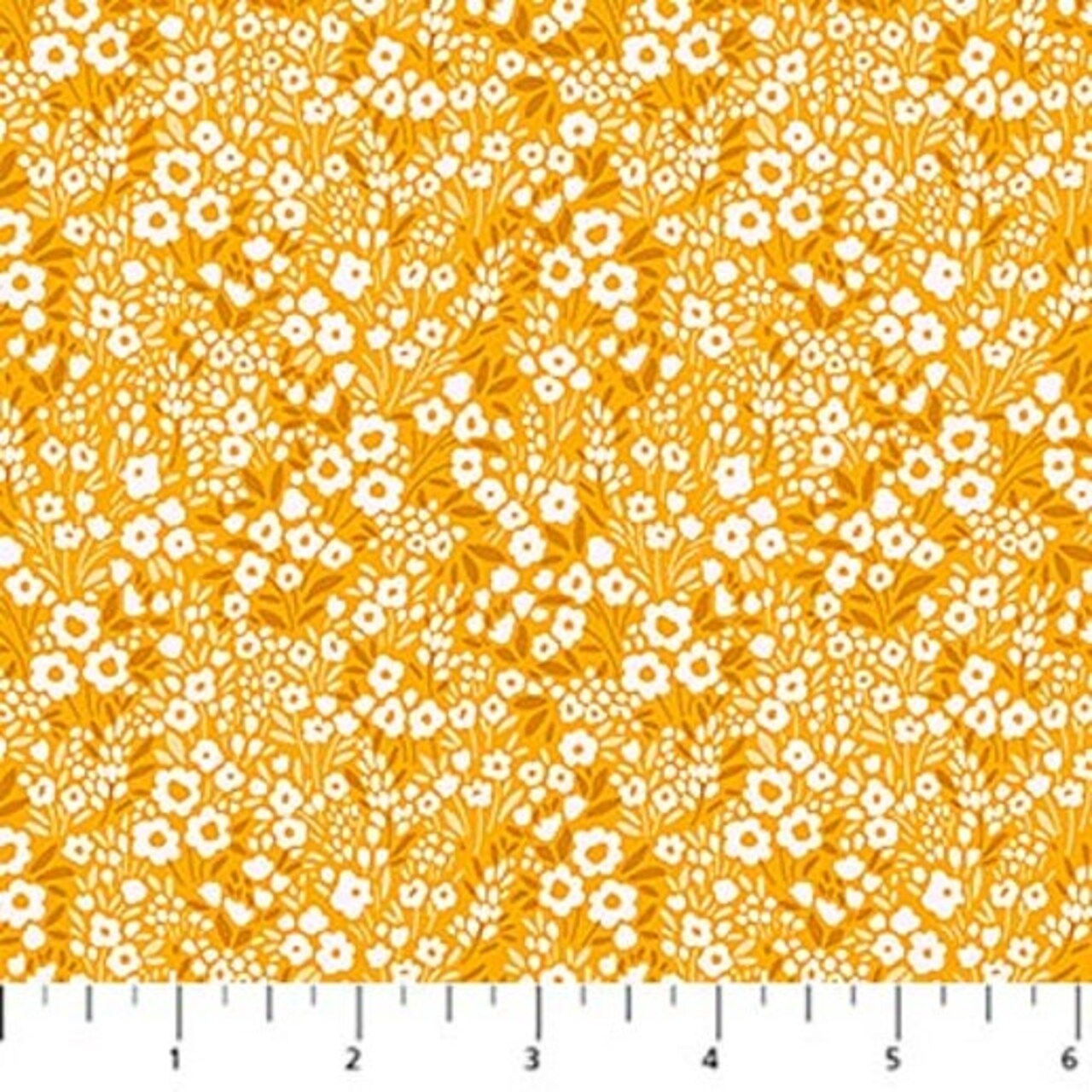 Figo Pocket Posies Floral Vista Gold Cotton Fabric by the Yard